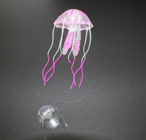 Декор Медуза из силикона для аквариума, плавающая. Цвет розовый, 5,5х15см