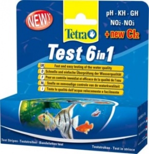 TetraTest 6 в 1 GH/KH/NO2/NO3/pH/Cl тестовые полоски для пресной воды 10 шт
